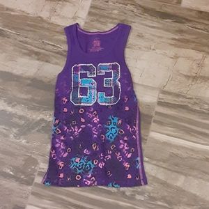 Girls size large purple tank top with leopard